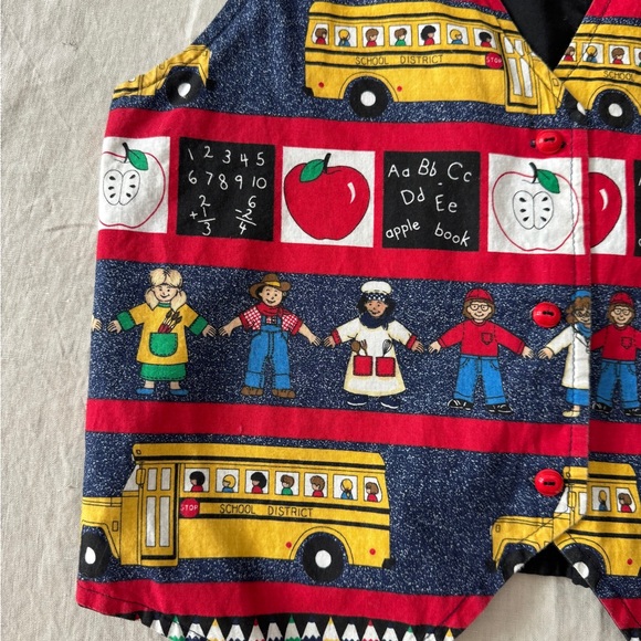 Vintage School Print Sleeveless vest top small - Picture 11 of 12